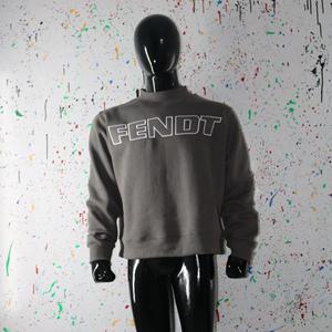 Sweat-shirt à col montant gris foncé FENDT, 100% gris foncé, broderie appliquée, col large, fils fins - Product Image 4