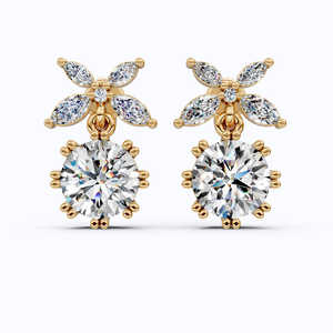 Pendientes de Diamantes Cultivados en Laboratorio con Diseño Floral, 2.52 CTW, Oro Sólido de 14 Quilates, Chapado en Rodio, Certificado IGI, Regalo de Boda de Lujo - Product Image 1