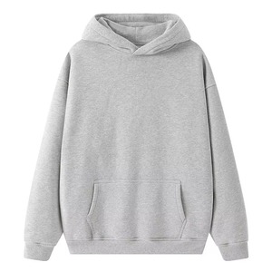 เสื้อฮู้ดสีขาวแบบยูนิเซ็กซ์ ทรงโอเวอร์ไซส์ ผ้าฝ้ายถัก 100% สีพื้น ดีไซน์กระเป๋าเสื้อ สวมใส่สบายๆ สำหรับฤดูใบไม้ร่วง - Product Image 5