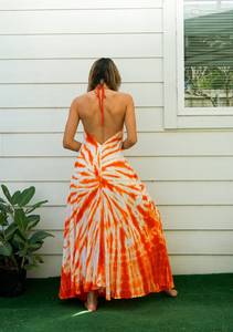 Robe Maxi Tie Dye personnalisée avec motif solide Style mignon tissé taille longues manches douces exportateurs de vacances de haute qualité! - Product Image 5