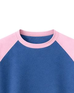 T-shirt à manches raglan bleu rose pour homme, décontracté, été, col rond, respirant, mélange de coton, doux, confortable, léger, à porter au quotidien - Product Image 5