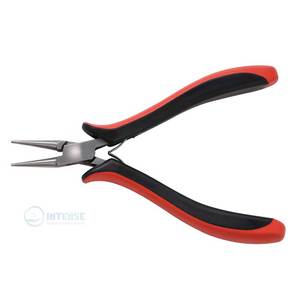 Pince à bec plat de 5 pouces en acier inoxydable, pince de précision à mâchoires plates avec poignée ergonomique antidérapante et souple - Product Image 1