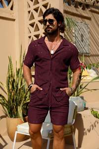 Ensemble de plage pour homme, chemise à manches courtes imprimée et short assorti, tenue décontractée estivale colorée, ensemble deux pièces pour homme - Product Image 3