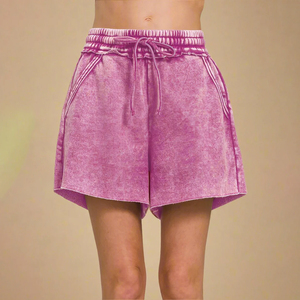 Shorts Tejidos de Cintura Alta para Mujer, Color Sólido, Cierre de Botones, Estilo Casual, Corte Regular, Azul Oscuro, Nuevo Diseño 2026 - Product Image 2