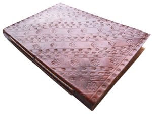 Carnet en cuir à couverture rigide, fournitures de bureau personnalisées, couleur marron, papier en coton recyclé fait main, design gaufré - Product Image 2