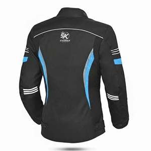 Veste de moto pour femmes à manches longues, 100% polyester, imperméable, noir cyan, imprimé par transfert thermique, vêtements de course - Product Image 2