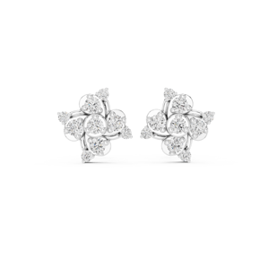 Boucles d'oreilles clous de luxe en argent avec diamants en grappe, certifiées IGI, bijoux fins tendance pour femme, idéales pour mariage, fiançailles, fête, cadeau - Product Image 1