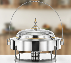 Modern Chafing Casserole Food Warmer Enamel Coated Metal Hammered Work Lid Eco-Friendly Exclusive Look Party <b>Buffet</b> <b>Server</b> - Product Image 1