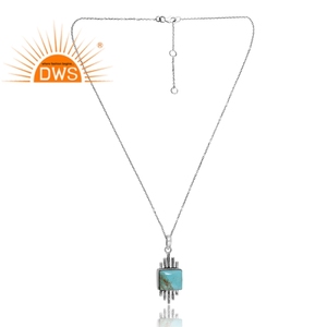Nouvelle tendance 925 argent naturel Kingman Turquoise pierres précieuses pendentif collier pour femmes conception personnalisée fournisseur de bijoux - Product Image 4
