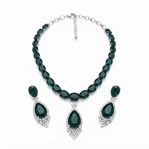 Luxury Silver Plated Zircon <b>Jewelry</b> <b>Set</b> Classic Teardrop Pendant Necklace & Drop Earrings <b>Bridal</b> Wedding <b>Set</b> Women - Product Image 2