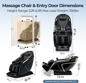 Fauteuil de massage Shiatsu moderne pliable à gravité zéro avec chaleur, contrôle IA, scan corporel et extension repose-tibias - Product Image 2