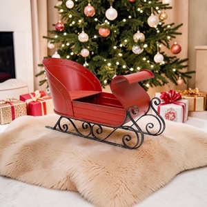 <b>Red</b> Metal Santa Sleigh Traditional Christmas Decoration Durable <b>Ornament</b> - Product Image 3