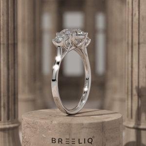 2CT Round Three Stone Diamond Engagement Ring 14K Solid Gold Trilogy Ring Side Stone <b>Bridal</b> Ring Custom OEM ODM Jewelry Supplier - Product Image 4