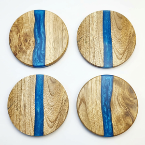 Handmade Wood Resin Coaster <b>Set</b> <b>Square</b> Table Coasters Modern Eco-Friendly Wholesale Custom Logo OEM ODM Private Label Bulk - Product Image 1