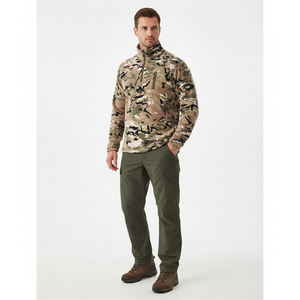 Tactical Men's Camouflage Fleece Hunting <b>Jacket</b> Quarter-Zip Thermal Outdoor Pullover Style Warm Mid-Layer Coat - Product Image 4