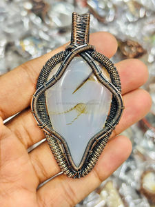 Colgante de cristal envuelto en alambre, collar de piedras preciosas envuelto en alambre de cobre, colgante de piedra Natural, joyería de cristal cabujón - Product Image 2