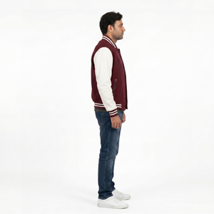 Blouson Bomber de Luxe pour Homme en Laine Melton Premium avec Manches en Cuir, Logo Personnalisé, Vêtement d'extérieur OEM Style Letterman, Fermeture Éclair, Fabrication en Usine - Product Image 3
