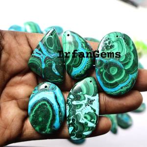 Cabujón de crisocola de malaquita. Diseñador ~ Natural verde azul malaquita crisocola piedra preciosa. Crisocola malaquita para joyería. - Product Image 3