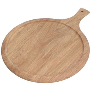 Plateau à pizza rond en bois écologique de bonne qualité, planche à découper en bois dur avec poignée - Product Image 2