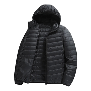 Chaqueta acolchada ligera con capucha para hombre, cortavientos, con cierre de cremallera, abrigo informal, cálido, para invierno. - Product Image 1