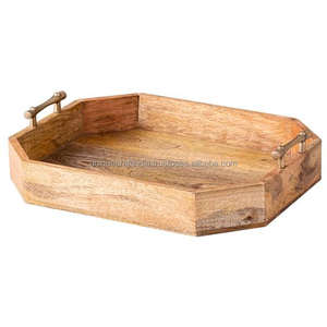 Plateau de dîner en bois rond léger de la meilleure qualité Chargeur de dessert de salade de collation de service durable - Product Image 2