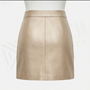 Jupe crayon mini en similicuir taille haute pour femme avec fermeture éclair sur le devant, couleur unie, design minimaliste, à porter toute l'année - Product Image 2