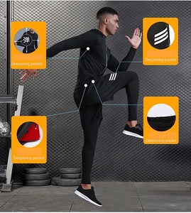 Ensemble de sport pour hommes avec logo personnalisé, 5 pièces, compression légère, séchage rapide, respirant, taille haute élastique, pour la salle de sport et le fitness - Product Image 6