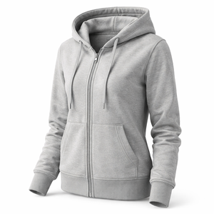 Sudadera con capucha y cremallera completa personalizada al por mayor para mujer, 100% algodón - Proveedor OEM y fabricante directo de fábrica - Product Image 3