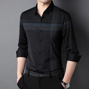 Men's Striped Dress Shirt Long Sleeve Turn-Down Collar Woven Poplin Smart Casual Autumn Formal Button Up Shirt - Product Image 3