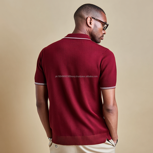 Chemise en maille légère pour homme en coton à manches courtes pour polo, tricotage contrasté, vêtements en maille pour l'été - Product Image 6