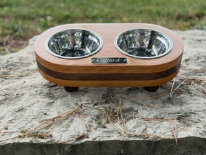 Tazón de Comida para Mascotas Hecho a Mano, Ecológico, de Metal y Madera Vintage, para Perros y Gatos, Regalos Empresariales - Product Image 3