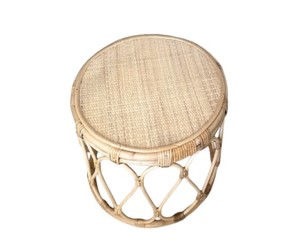Natural Handwoven Rattan Accent <b>Table</b> with <b>Round</b> Woven Top, Bohemian Coastal End <b>Table</b> for Living Room, Bedroom, Patio & <b>Garden</b> - Product Image 2