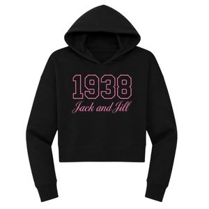 เสื้อฮู้ดครอปพิมพ์ลายกราฟิกสีดำสำหรับผู้หญิง ปี 1938 แขนยาว ผ้าฟลีซนุ่ม สวมใส่สบาย ทรงหลวม แฟชั่นสตรีทแวร์ - Product Image 1