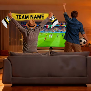 Bufanda de acrílico cuadrada ligera de buena calidad para adultos, color amarillo, bufanda de fútbol para jóvenes. - Product Image 6