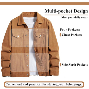 Custom Color And Design Denim Jeans Jackets Men's Branded Vintage Denim Jacket wITH <b>Button</b> Windproof Jacket for Men - Product Image 4