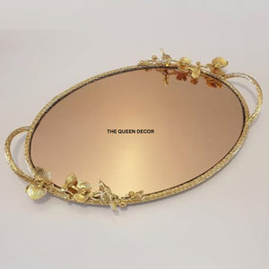 New Arrival Creative Metal Rectangle Shape Black and Gold <b>Enamel</b> Finish Decorative Serving <b>Tray</b> Home Accent - Product Image 6