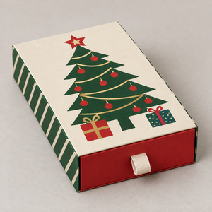 <b>Christmas</b> Paper Gift <b>Box</b> Ribbon Handle Mailer Packaging <b>Box</b> Custom Printed Recyclable Paperboard for Gift and Craft - Product Image 1