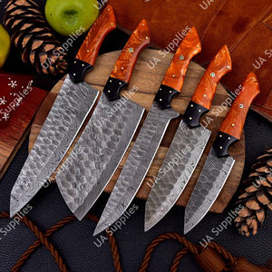 Juego de Cuchillos de Chef Profesionales Hechos a Mano de Acero de Damasco de 5 Piezas con Mango de Resina Epoxi, Espiga Completa, Ligeros, Grado Industrial, Alta Calidad - Product Image 6