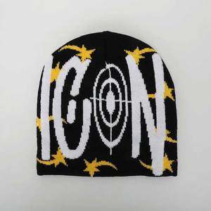 Gorro de Punto Jacquard Unisex con Patrón de Letras, Estilo Urbano, Gorro de Invierno, Color Marrón, Negro y Blanco, 56-58 cm, Ropa Casual para Adultos - Product Image 6
