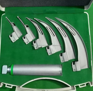 ชุดเครื่องมือส่องกล่องเสียงแบบ LED Macintosh ใช้ซ้ำได้ พร้อมใบมีดสแตนเลส 5 ใบ  แบบใช้ไฟเบอร์ออปติก  สำหรับการผ่าตัดทั่วไป - Product Image 5