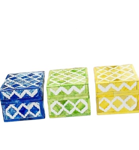 Boîte carrée en os incrusté, artisanale, éco-responsable, émaillée, solution de rangement artisanale naturelle, vente en gros directement de l'usine - Product Image 1