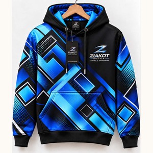 Sweat-shirt à capuche sportif personnalisé noir, rose et blanc avec motifs abstraits 3D en relief, vente en gros directe de l'industrie Ziakot - Product Image 6