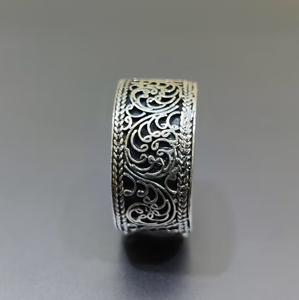 Oxidized Silver 925 Cuff Wide Band <b>Ring</b> <b>Adjustable</b> Smooth Vintage Textured Finish Stylish Elegant Jewelry - Product Image 2