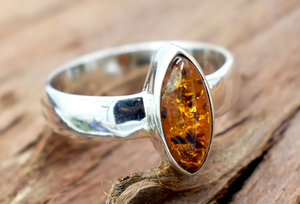 Anillo de Piedra Preciosa de Ámbar Báltico Natural, Anillo de Plata de Ley 925, Anillo de Promesa, Anillo de Regalo de Aniversario de Bodas, Joyería - Product Image 1
