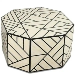 Mesa de Centro de Mosaico de Hueso Geométrico Moderno, Artesanía Ecológica Natural, Forma Hexagonal, Decoración Duradera para el Hogar - Product Image 4