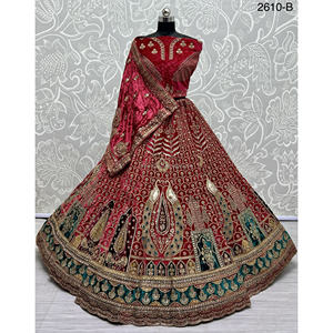 Collections de velours de vêtements de mariée indiens pour la mariée avec le travail de Zarkhan par Fabzone - Product Image 5