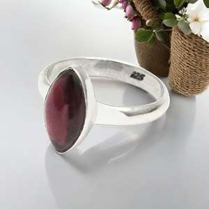 Premium Classic 925 Sterling Silver <b>Ring</b> With Bezel Setting <b>Garnet</b> Gemstone Handmade Marquise Cut Bohemian <b>Ring</b> For Wear Daily - Product Image 1
