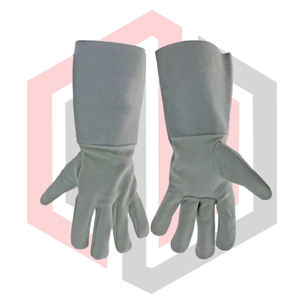 Gants de soudage TIG gris, résistants à la chaleur, en cuir lisse, gants de travail robustes en cuir de vachette, épaisseur 11 oz, anti-coupure - Product Image 4