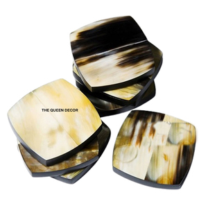 Wedding Party Other Occasion Horn Stone <b>Coasters</b> Multi Color Table Ware Horn <b>Coaster</b> Sets of 5 Round Shape - Product Image 5
