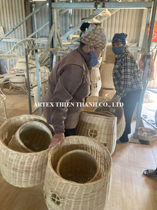 ตะกร้าเก็บของสานมือพร้อมฝาปิด ตะกร้าหวายตกแต่งบ้าน โรงงานขายส่ง - Product Image 5